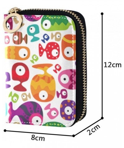 Colorful Funny Tropical Fish Small Card Wallet for Women Riskfree RFID Wallet Leather Zip Pocket Purse $10.19 Wallets