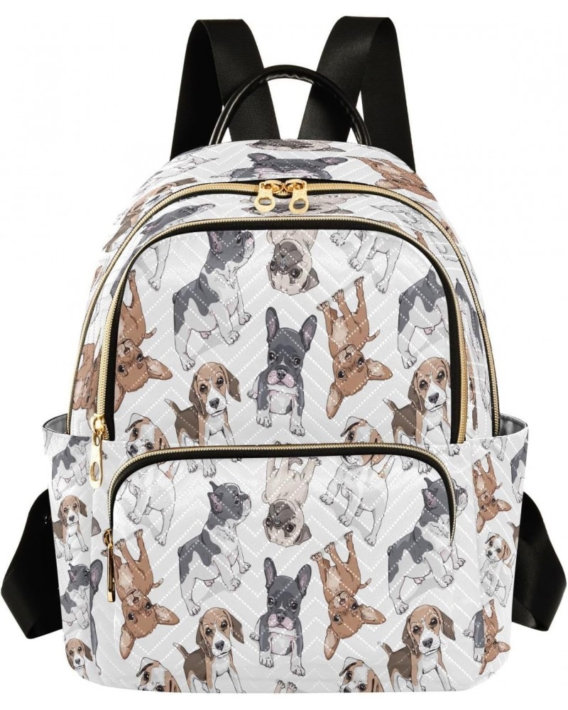 Cute Puppy Pug Dog Print Animal Backpack for Women Purse Bag Travel Handbag Shoulder Bag $20.99 Backpacks