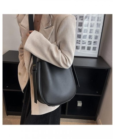 Bucket Bags for Women Vintage Women Small Leather Simple Handbags and Purses Crossbody Bags for Women 28cmx28cmx12cm Black $3...