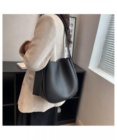 Bucket Bags for Women Vintage Women Small Leather Simple Handbags and Purses Crossbody Bags for Women 28cmx28cmx12cm Black $3...