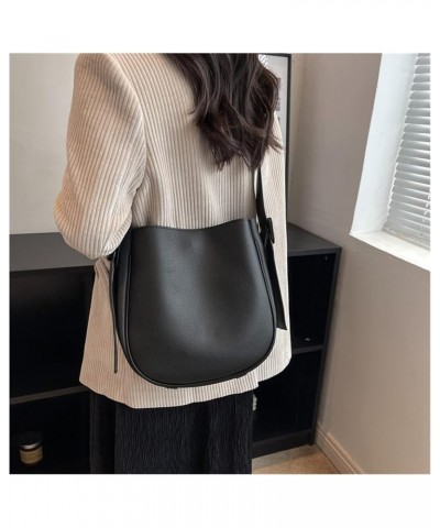 Bucket Bags for Women Vintage Women Small Leather Simple Handbags and Purses Crossbody Bags for Women 28cmx28cmx12cm Black $3...