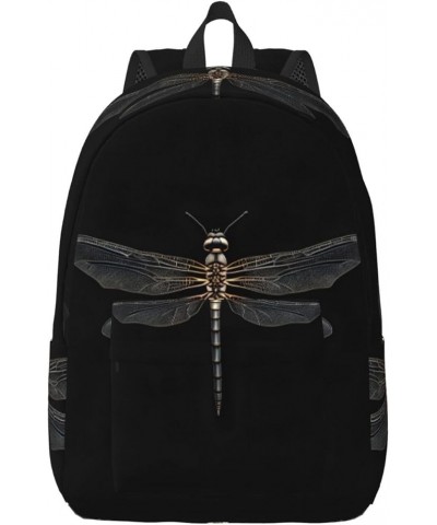 Dragonfly Black Print Unisex Canvas Bag Canvas Shoulder Pouch Pack Lightweight Backpack For Woman Lady Black Medium $22.65 Ba...