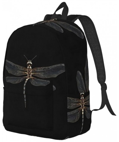 Dragonfly Black Print Unisex Canvas Bag Canvas Shoulder Pouch Pack Lightweight Backpack For Woman Lady Black Medium $22.65 Ba...