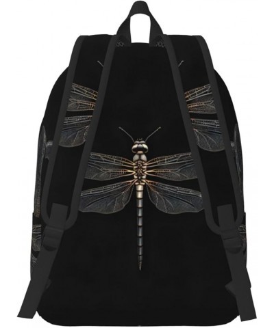 Dragonfly Black Print Unisex Canvas Bag Canvas Shoulder Pouch Pack Lightweight Backpack For Woman Lady Black Medium $22.65 Ba...