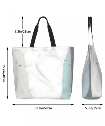 Blue And White Art Women'S Large-Capacity Shoulder Shopping Bag Suitable For Daily Travelling, Shopping, School And Work $16....