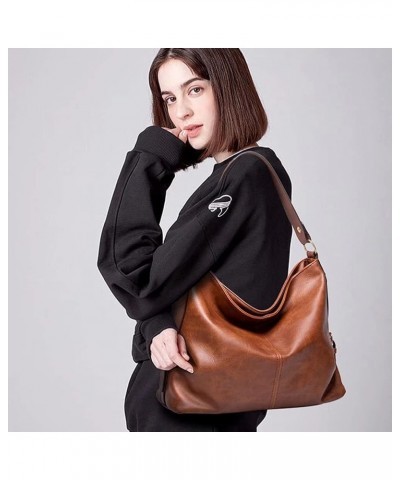 Top Handle Handbag for Women PU Leather Shoulder Bag Large Capacity Crossbody Bag Retro Tote Bag Satchel Grey $17.22 Totes