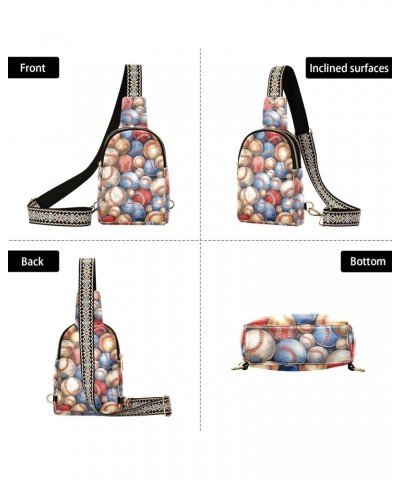 Vintage Baseballs Print Women Sling Bag with Adjustable Strap Zipper Closure, PU Leather Water Resistant Crossbody Bag Purse ...