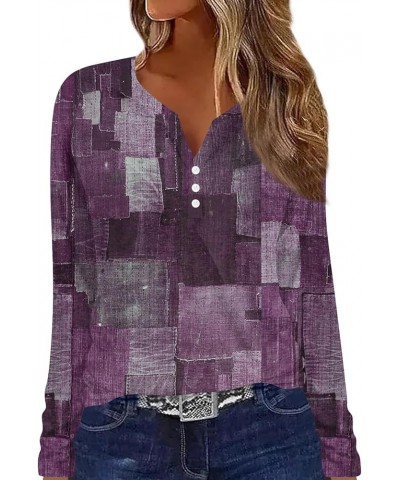 Shirt for Women V Neck Long Sleeve Tee Tops Ladies Fall Basic Tops Comfy Loose Plus Size Dressy Pullover 2-purple $12.97 Clot...