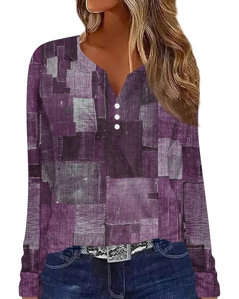 Shirt for Women V Neck Long Sleeve Tee Tops Ladies Fall Basic Tops Comfy Loose Plus Size Dressy Pullover 2-purple $12.97 Clot...