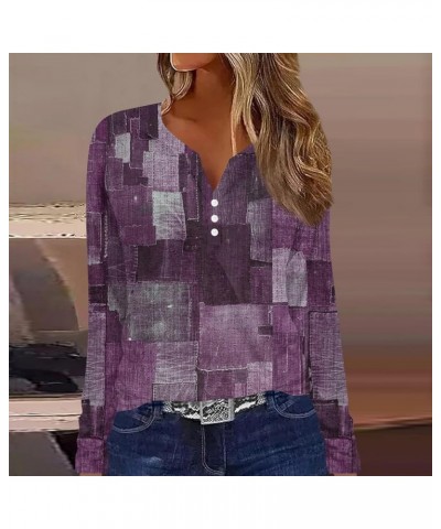 Shirt for Women V Neck Long Sleeve Tee Tops Ladies Fall Basic Tops Comfy Loose Plus Size Dressy Pullover 2-purple $12.97 Clot...