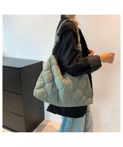 Quilted Tote Bag for Women Aesthetic Quilted Puffer Tote Bag Large Shoulder Bags for Women Chic Puffy Purse (Dark Green) Gree...