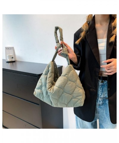 Quilted Tote Bag for Women Aesthetic Quilted Puffer Tote Bag Large Shoulder Bags for Women Chic Puffy Purse (Dark Green) Gree...