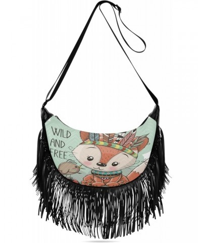 Side Body Purses for Women Fringe Crossbody Bags Women Shoulder Bag Crossbody Cute Tribal Fox and Bird with Feathers $12.59 C...