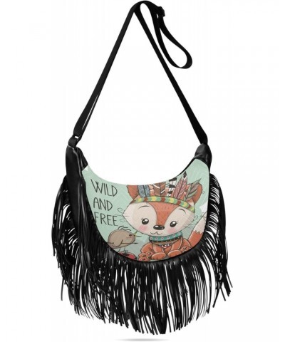 Side Body Purses for Women Fringe Crossbody Bags Women Shoulder Bag Crossbody Cute Tribal Fox and Bird with Feathers $12.59 C...