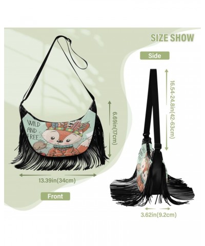 Side Body Purses for Women Fringe Crossbody Bags Women Shoulder Bag Crossbody Cute Tribal Fox and Bird with Feathers $12.59 C...