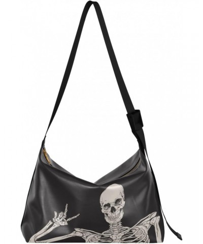 Cute Skeleton Hobo Crossbody Bags for Women Leather Large Shoulder Bag Cross Body Funny Trendy Womens Tote Bags Handbag for T...