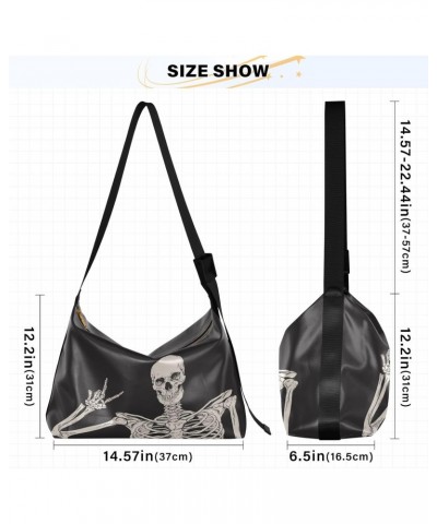 Cute Skeleton Hobo Crossbody Bags for Women Leather Large Shoulder Bag Cross Body Funny Trendy Womens Tote Bags Handbag for T...