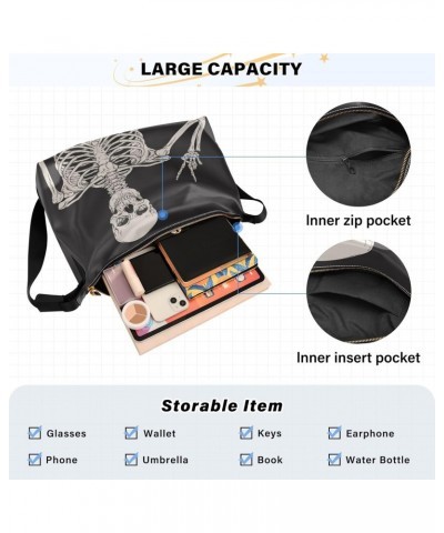 Cute Skeleton Hobo Crossbody Bags for Women Leather Large Shoulder Bag Cross Body Funny Trendy Womens Tote Bags Handbag for T...