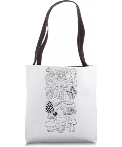 Mushrooms Different Types Esoteric Line Art Design Tote Bag $12.90 Totes