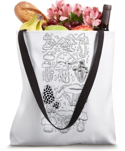 Mushrooms Different Types Esoteric Line Art Design Tote Bag $12.90 Totes