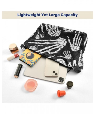 Halloween Women Boho Handbag Skeleton Hand Fun Underarm Bag Tote Bag Shoulder Bag Crossbody Bag Fluffy Cell Phone Purse Lady ...