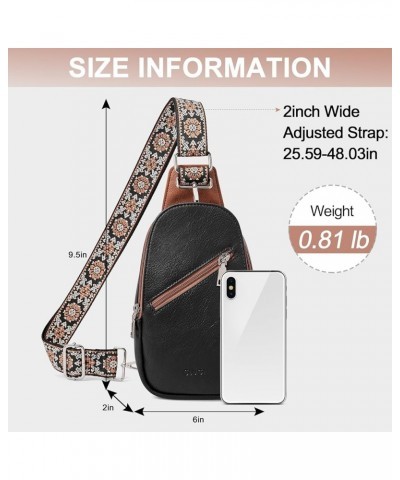 Small Sling Bag for Women Vegan Leather Crossbody Chest Bags Trendy, Women's Fanny Pack A-2 Black-brown $9.43 Crossbody Bags