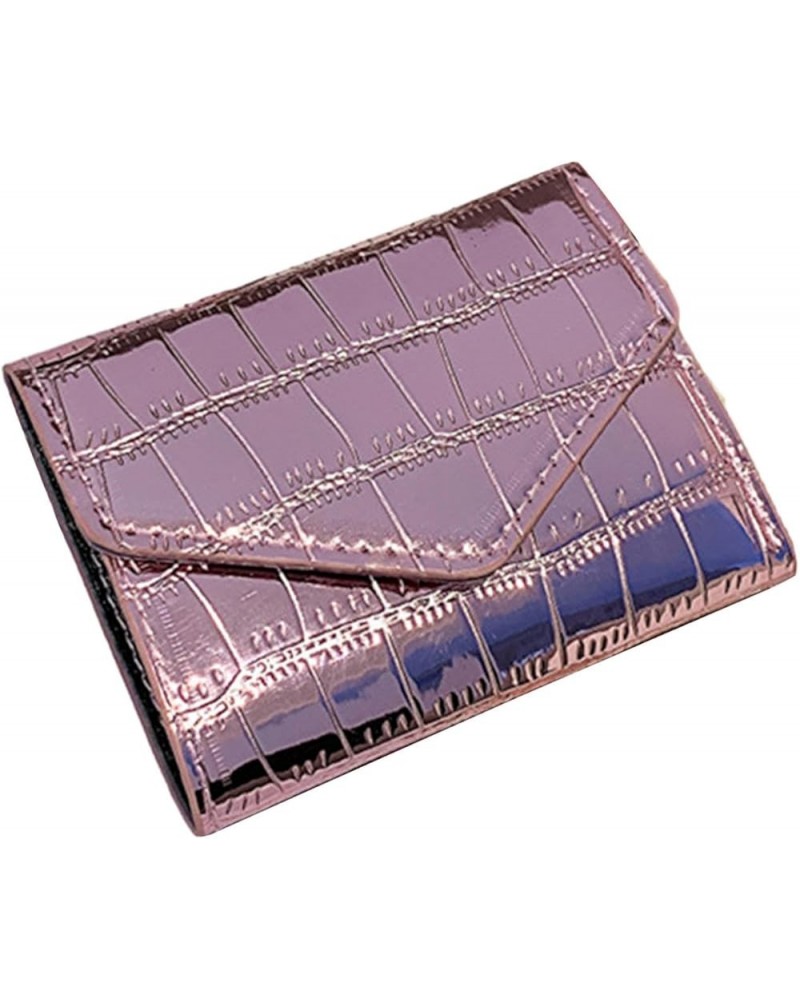 Mini Short Fold Wallet Credit Card Holder Ladies Shiny Coin Pocket Lightweight ID Card Case Stylish Pocket Wallet, Pink pink ...