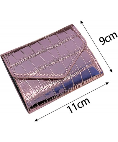 Mini Short Fold Wallet Credit Card Holder Ladies Shiny Coin Pocket Lightweight ID Card Case Stylish Pocket Wallet, Pink pink ...