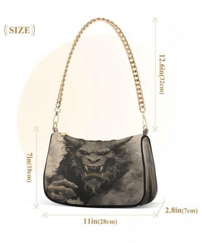 Shoulder Bags for Women Angry Monster in Smoke Hobo Tote Handbag Small Clutch Purse with Zipper Closure $13.02 Shoulder Bags