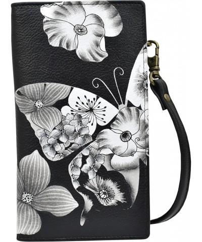 Anna by Anuchka Women's Hand-Painted Genuine Leather Phone Wallet Organizer Crossbody Butterfly Mosaic Black $26.77 Crossbody...