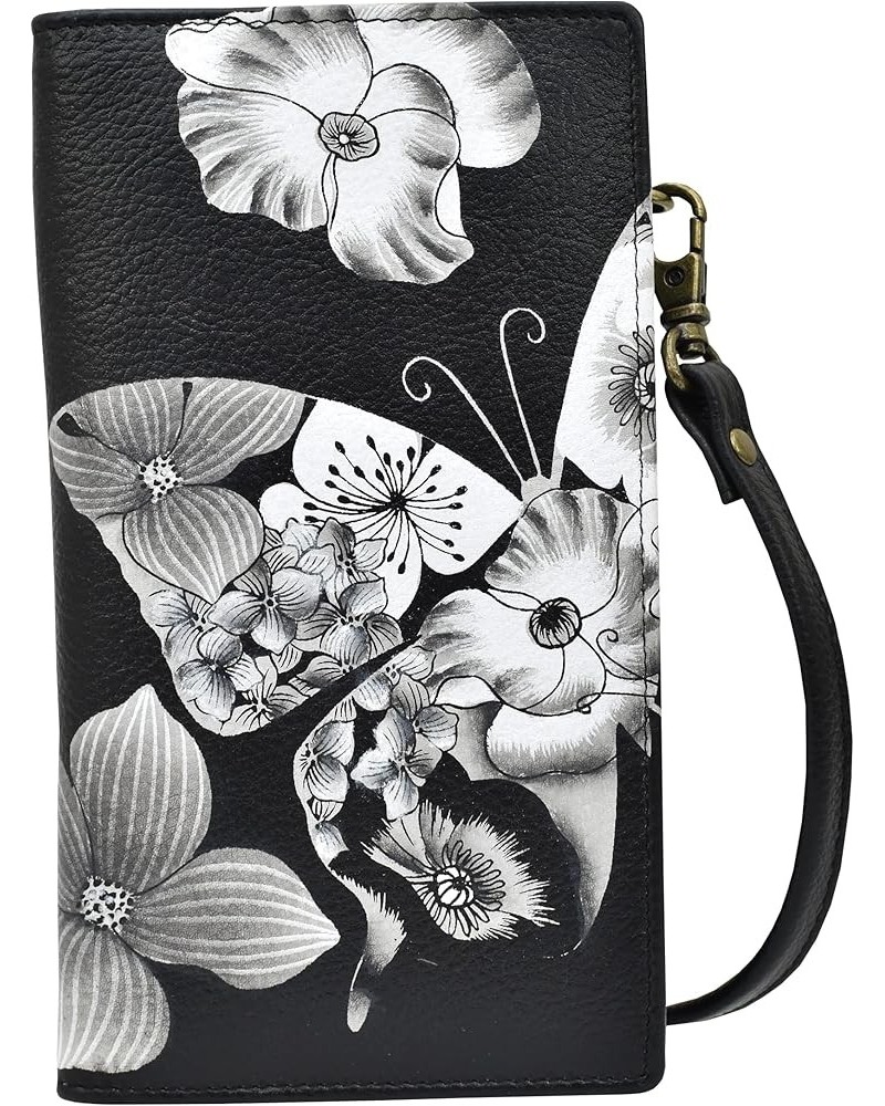 Anna by Anuchka Women's Hand-Painted Genuine Leather Phone Wallet Organizer Crossbody Butterfly Mosaic Black $26.77 Crossbody...