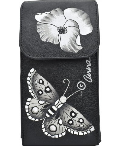 Anna by Anuchka Women's Hand-Painted Genuine Leather Phone Wallet Organizer Crossbody Butterfly Mosaic Black $26.77 Crossbody...