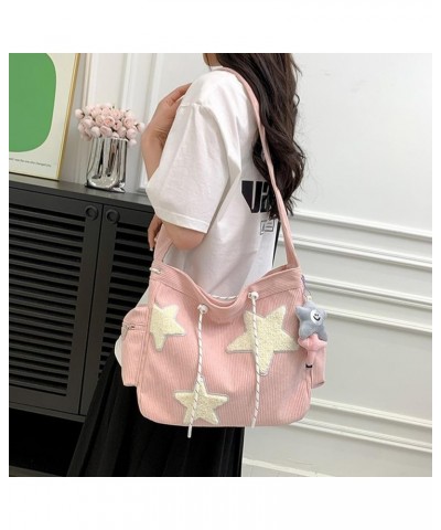 Velvet Crossbody Bag for Women Trendy Y2K Star Messenger Bag with Cute Pendant Aesthetic Shoulder Bag Tote Purse (black) Whit...