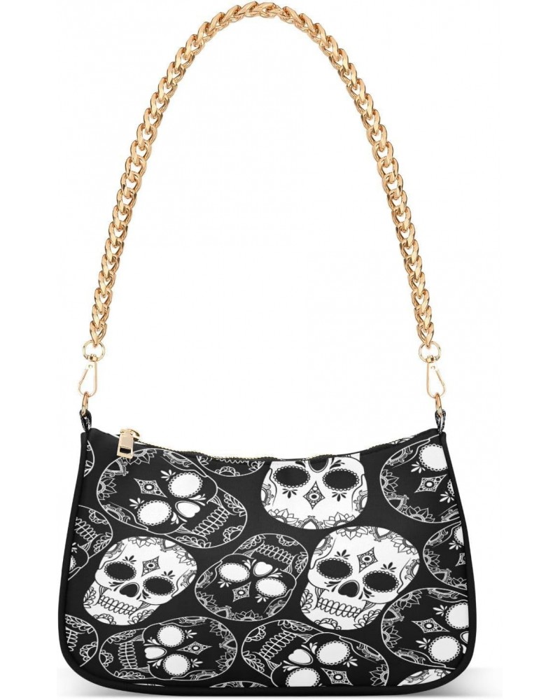 Shoulder Bags for Women Skulls Hobo Tote Handbag Small Clutch Purse with Zipper Closure $15.80 Shoulder Bags