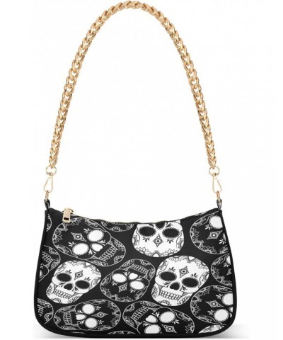 Shoulder Bags for Women Skulls Hobo Tote Handbag Small Clutch Purse with Zipper Closure $15.80 Shoulder Bags