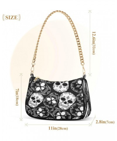 Shoulder Bags for Women Skulls Hobo Tote Handbag Small Clutch Purse with Zipper Closure $15.80 Shoulder Bags