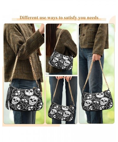 Shoulder Bags for Women Skulls Hobo Tote Handbag Small Clutch Purse with Zipper Closure $15.80 Shoulder Bags