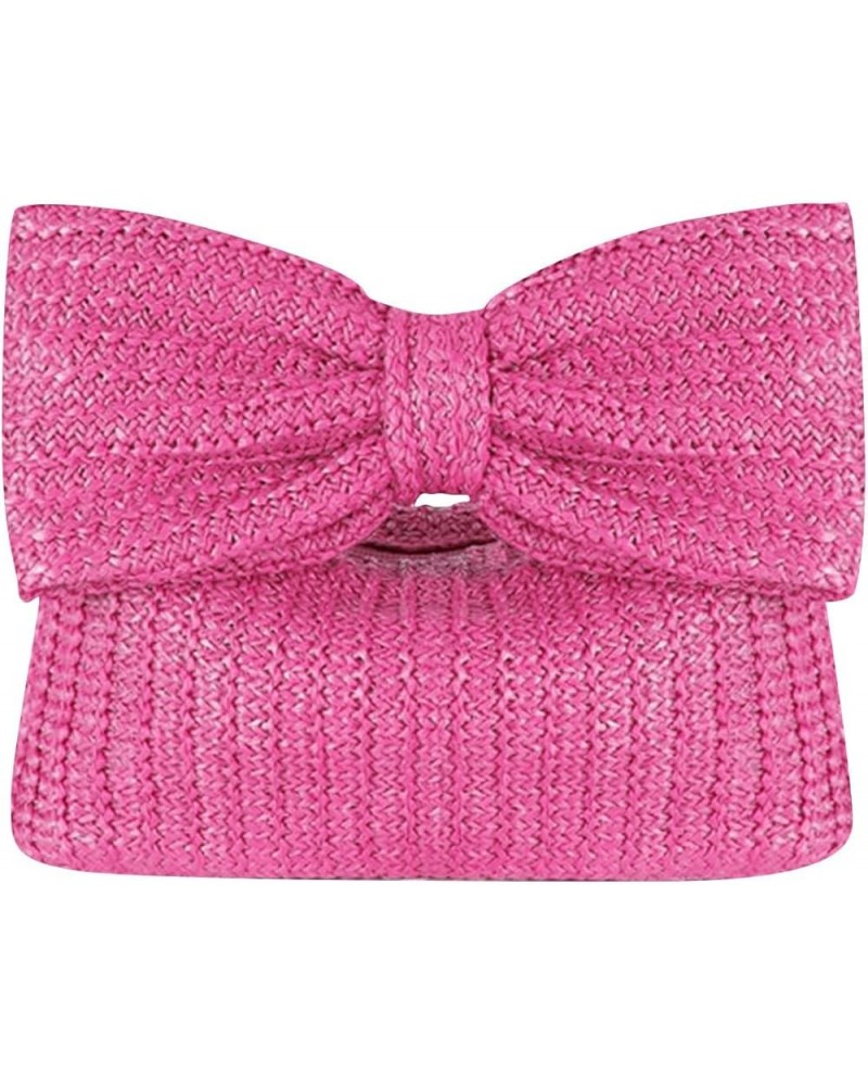 Women Straw Clutch Purses-Summer Woven Bag Bow Purse Handbags Vacation Beach Party Wedding 2024 New Hot Pink $11.56 Totes