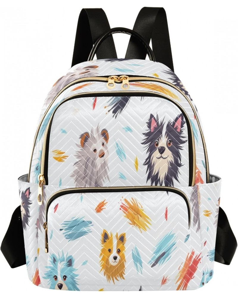 Multi Dog Women Backpack Purse Travel Daypack Shoulder Bag $19.24 Backpacks