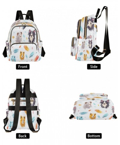 Multi Dog Women Backpack Purse Travel Daypack Shoulder Bag $19.24 Backpacks