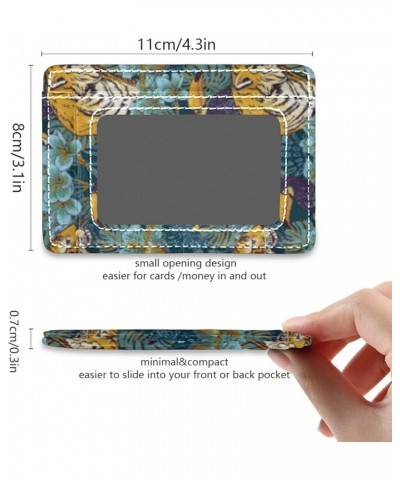 Traditional Kimono Pattern Asian Japanese Chinese Floral Flowers Slim Minimalist Wallet, Front Pocket RFID Leather Blocking C...