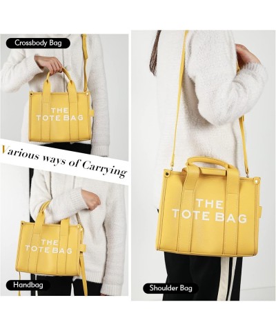 Tote Bag for Women, Trendy Leather Tote Bag Small Personalized Top Handle Crossbody Handbag for Work Travel Yellow $18.19 Totes