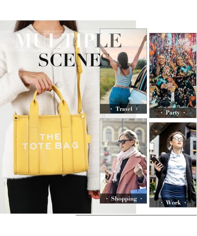 Tote Bag for Women, Trendy Leather Tote Bag Small Personalized Top Handle Crossbody Handbag for Work Travel Yellow $18.19 Totes