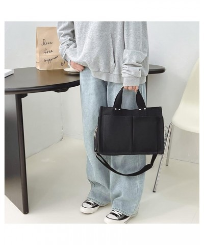 Canvas Tote Bags for Women Large Shoulder Hobo Bags Handbags Purse Satchel Purses Multi-pockets Casual Work Bags Black $11.43...