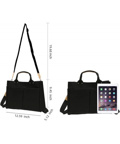 Canvas Tote Bags for Women Large Shoulder Hobo Bags Handbags Purse Satchel Purses Multi-pockets Casual Work Bags Black $11.43...