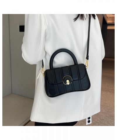 Small Commuter Box Bag, Women's Texture Handheld Small Bag, Versatile One Shoulder Crossbody Small Square Bag Black $16.34 Sh...