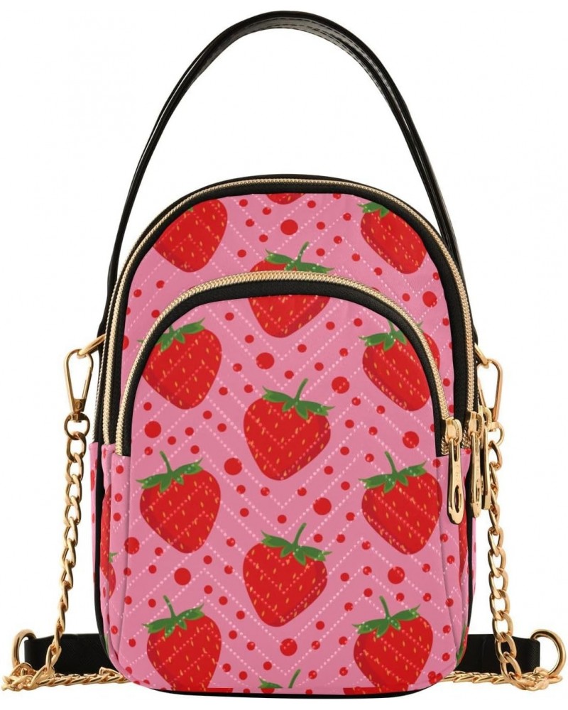 Pink Strawberry Dot Joko lvery Cross Body Purse Crossbody Bags Chain Shoulder Bag Handbag for Women Work Gifts $10.34 Crossbo...