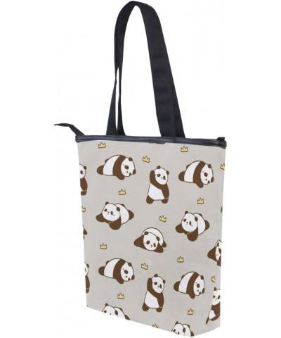 Cute Panda Royal Crown The Tote Bag for Women Big Capacity Women's Shoulder Handbags Canvas Shopping Dating Bag $9.89 Totes