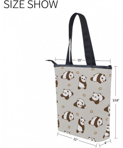 Cute Panda Royal Crown The Tote Bag for Women Big Capacity Women's Shoulder Handbags Canvas Shopping Dating Bag $9.89 Totes