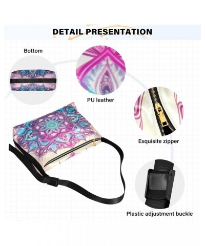 Beautiful Mandala Flower Crossbody Bag Hobo Handbag Purse Fashion PU Leather Shoulder Bags for Women $19.37 Hobo Bags